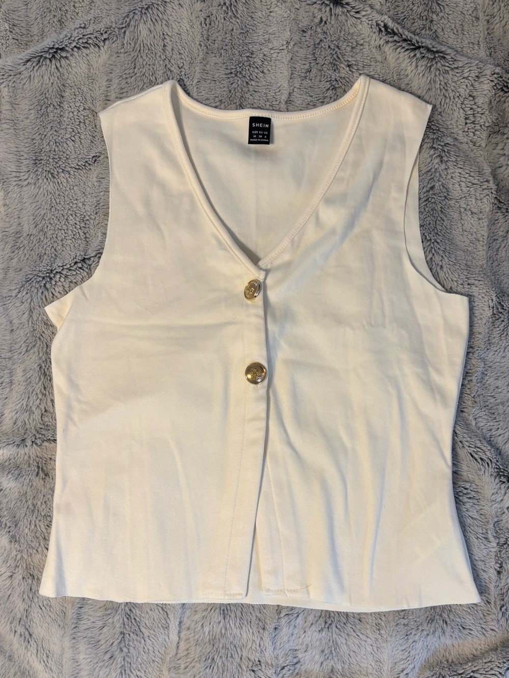 Cream V-Neck Button-Front Tank Top